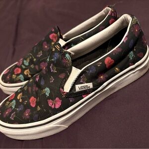 Vans Black Slip-On Sneakers with Multicolor Floral Print